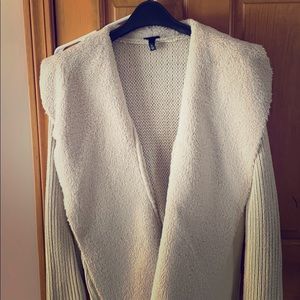 Cable knit and fur cozy sweater